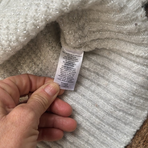 Womens Shimmer Raglan Long Sleeve Ballet Neck Rib Metallic Sweater M  wool blend - Picture 6 of 12